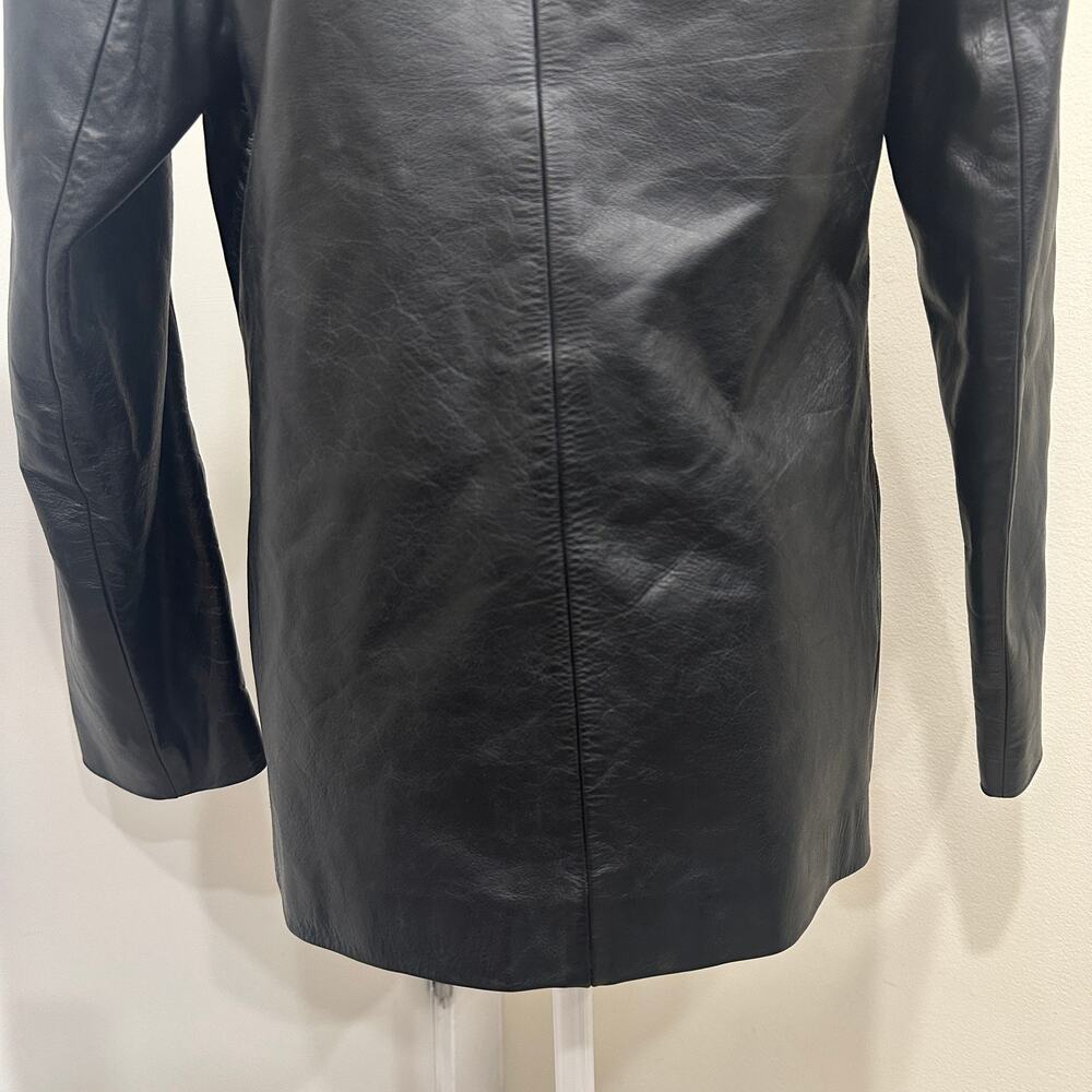 Vintage Y2K J. Crew Black Leather Shacket Minimalist Preppy Heritage Old‎ Money - Picture 11 of 16